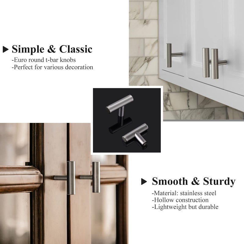 Probrico 30 Pack-Stainless Steel Cabinet Knobs Drawer Pulls Furniture Hardware,Modern Cabinet Pull Drawer Handle Hardware for Kitchen and Bathroom Cabinets Cupboard (2in Overall Length) - Image 2